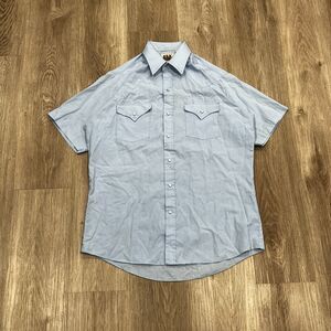 Vtg 90s Ely Cattleman Shirt Men's Sz M Blue Oxford Western Pearl Snap Button